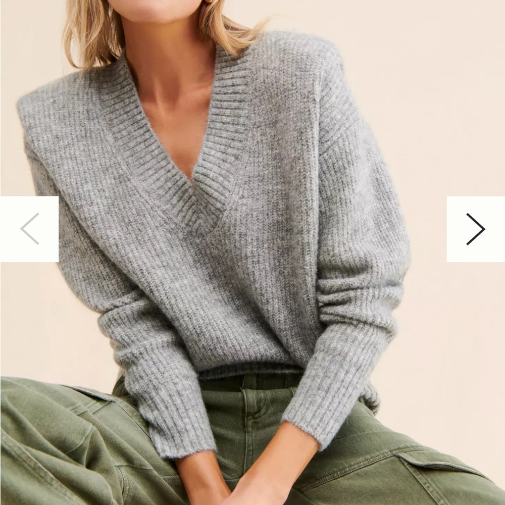 Pistola Gray V-Neck Sweater with Chunky Knit